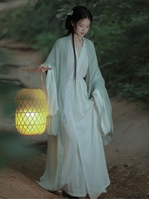 漢服 レディース 女性用 魏晋風 古代衣装 コスチューム 上品 エレガント 優雅 仙女風 幻想的 ゆったり 広袖 ロング丈 マキシ丈 ドレス ワンピース イベント 舞台 撮影 秋冬