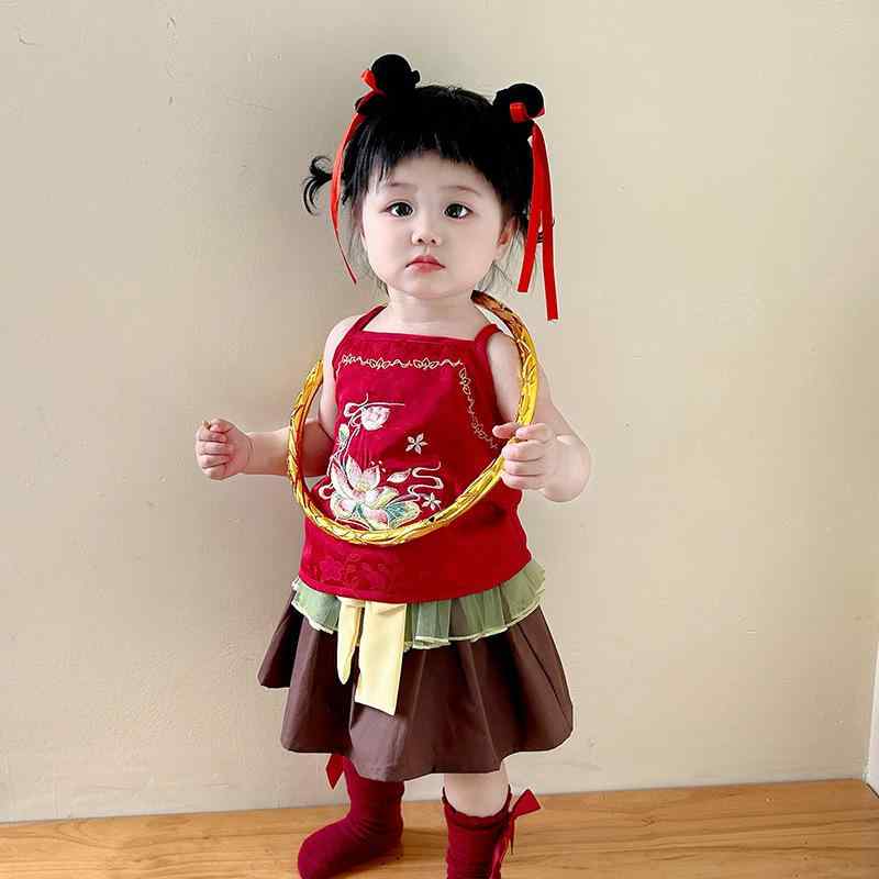 漢服 女の子 ベビー セットアップ 夏 薄手 百日祝い 一歳誕生日 セレモニー こどもの日 お祝い イベン..