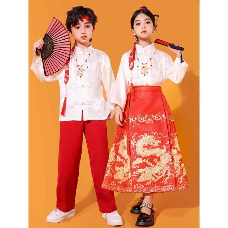 漢服 キッズ 子供用 ジュニア 男女兼用 合唱 発表会 舞台 イベント 運動会 詩歌朗読 パフォーマンス 演..