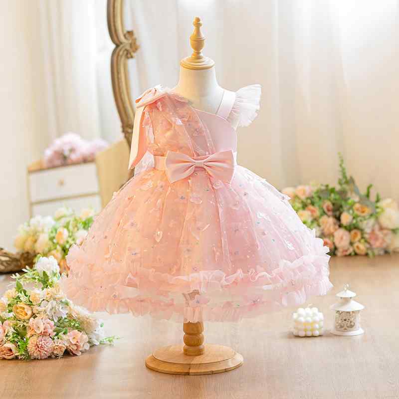 楽天way-ugoドレス 女の子 ベビー キッズ 子供用 フォーマル 発表会 結婚式 誕生日 セレモニー プリンセス リボン ショール ボレロ チュール レース ふんわり Aライン ポリエステル ワンピース ピンク ホワイト