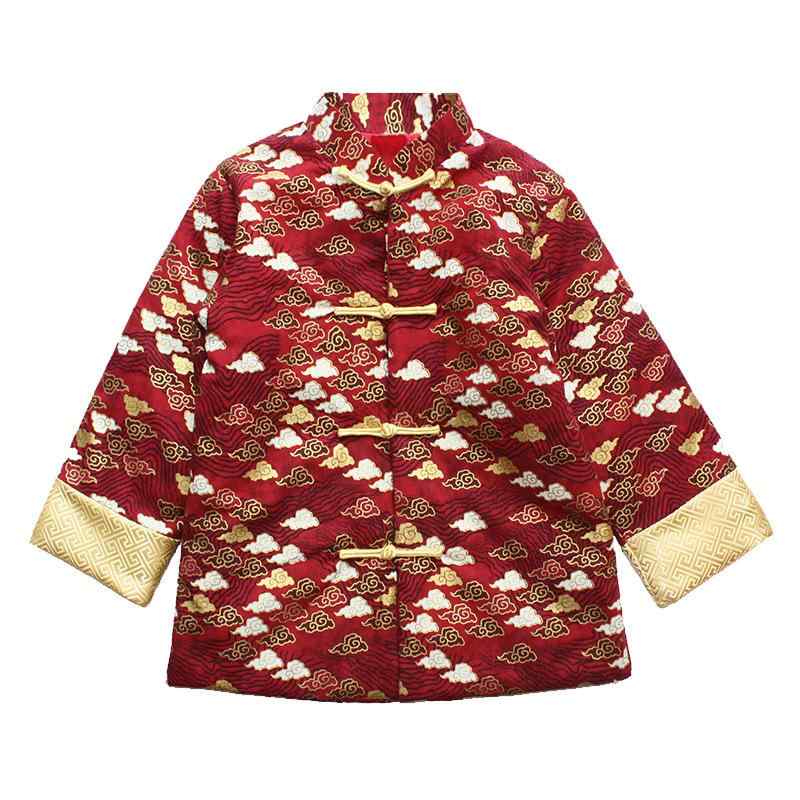 チャイナ服 男の子 ベビー 男児 子供 厚手 裏起毛 防寒 綿 コットン 漢服 唐装 中華風 お正月 新年 祝い事 フォーマル 秋冬 衣装 かわいい イベント