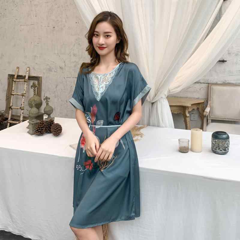 パジャマ レディース 春夏 接触冷感 吸湿速乾 薄手 軽量 半袖 レース襟 フリル 花柄 ゆったり ルームウ..