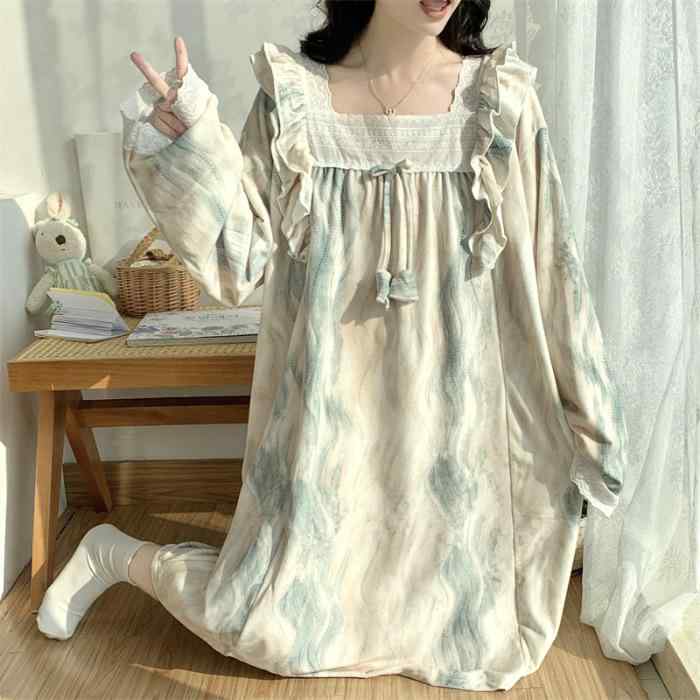 ルームウェア レディース 大きいサイズ ふわふわ マイクロフリース ナイトローブ ナイトワンピース ロ..