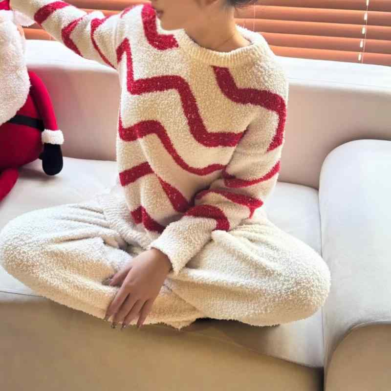 ルームウェア レディース 秋冬 ゆったり リラックス パジャマ セーター ニット セットアップ 上下セッ..