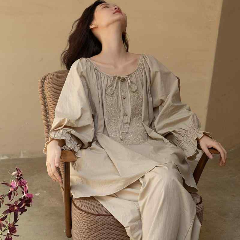 パジャマ レディース 綿100% ゆったり 大きいサイズ 長袖 長ズボン プリンセス風 春秋 ルームウェア 部..