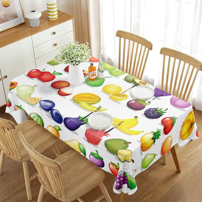 テーブルクロス キャラクター柄 フルーツ 野菜 パーティーモチーフ 綿麻 コットンリネン 撥水 防油 汚れ防止 滑り止め 耐熱 断熱 ダイニング 食卓 キッチン 長方形 おしゃれ