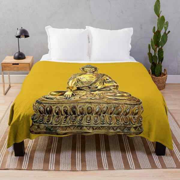 フランネル ブランケット 仏像 肖像 ボヘミアン ソファカバー ベッドスロー 室内装飾 昼寝 保温 ポリエ..