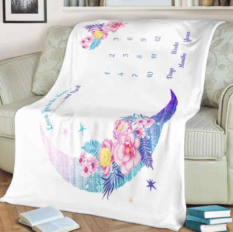 ベビーブランケット 赤ちゃん 月柄 撮影背景布 成長記念 月齢フォトシート ニューボーンフォト 記念写真 フランネル毛布 ポリエステル..