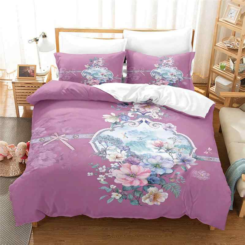 布団カバーセット 中国風 花柄 3Dデジタルプリント 3点セット ポリエステル 掛け布団カバー 枕カバー ..