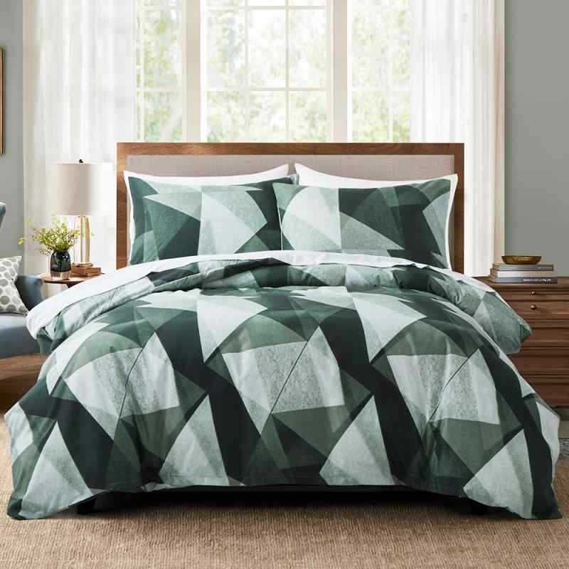 掛け布団カバー 3点セット 両面プリント リバーシブル 幾何学模様 トライアングル柄 北欧スタイル ポリ..