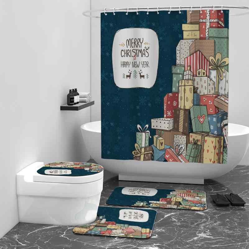 シャワーカーテン バスカーテン クリスマス サンタギフト柄 防水 防カビ 目隠し 間仕切り 浴室 バスルーム ポリエステル製 デジタルプリント アメリカンスタイル おしゃれ かわいい インテリア
