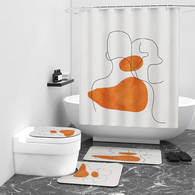 シャワーカーテン 抽象画 抽象人物柄 デジタルプリント ポリエステル モダン スタイリッシュ 浴室 バスルーム ユニットバス 防水 撥水 防カビ 間仕切り 目隠し 水跳ね防止 アート デザイン おしゃれ