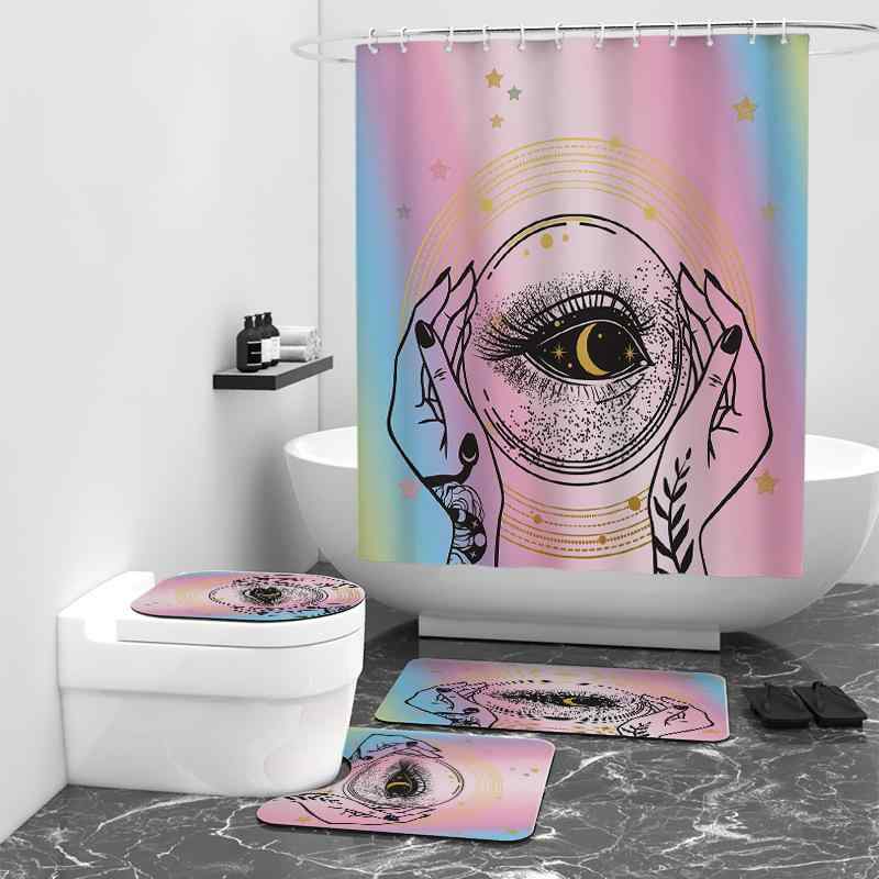 シャワーカーテン 太陽神トーテム柄 防水 撥水 ポリエステル製 デジタルプリント バスルーム おしゃれ モダン 北欧風 神秘的なデザイン