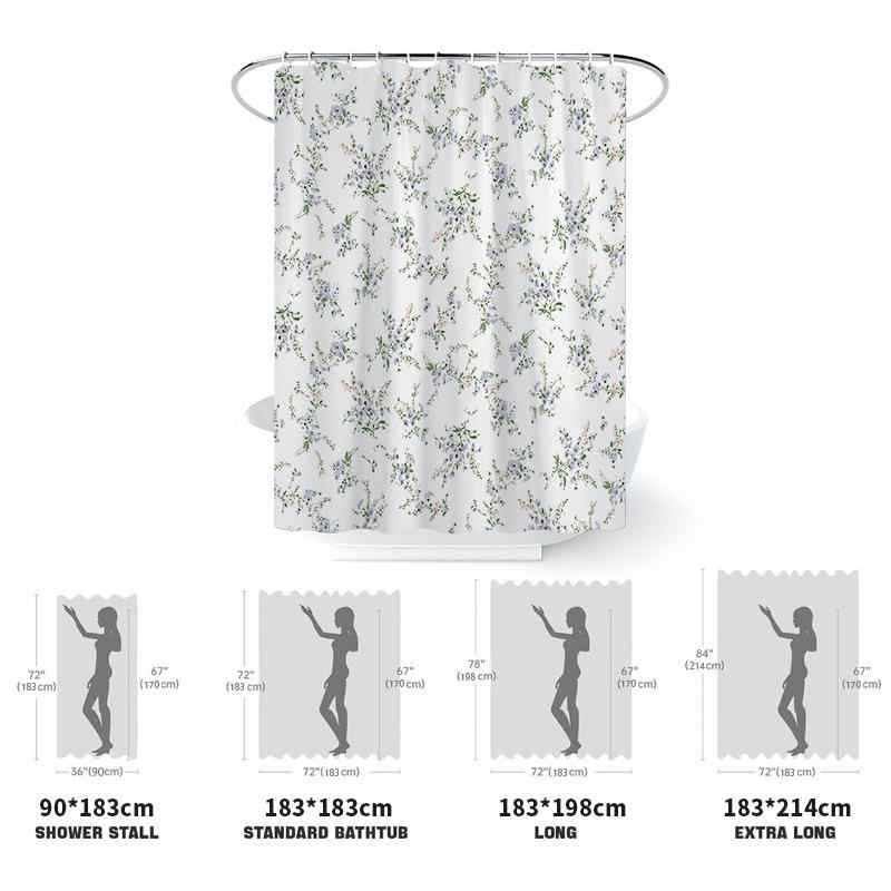 シャワーカーテン 防水 撥水 防カビ カラフル 小花柄 フラワーデザイン ポリエステル素材 バスルーム ユニットバス トイレ 脱衣所 間仕切り 目隠し デジタルプリント モダン シンプル スタイリッシュ