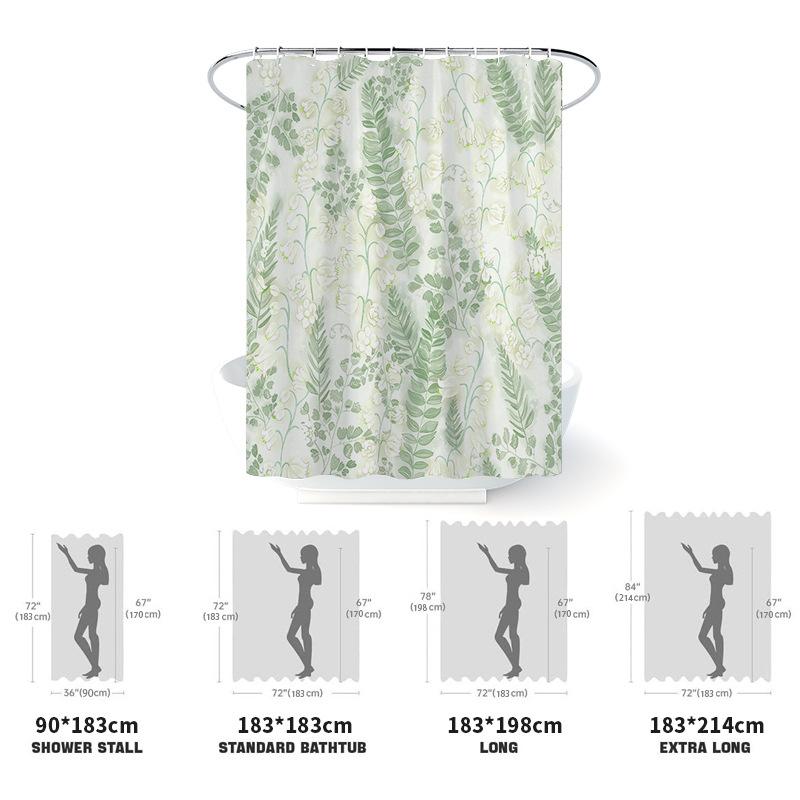 シャワーカーテン 防水 目隠し ポリエステル デジタルプリント 花柄 モダン シンプル 浴室用 バスルーム お風呂場 脱衣所 間仕切り