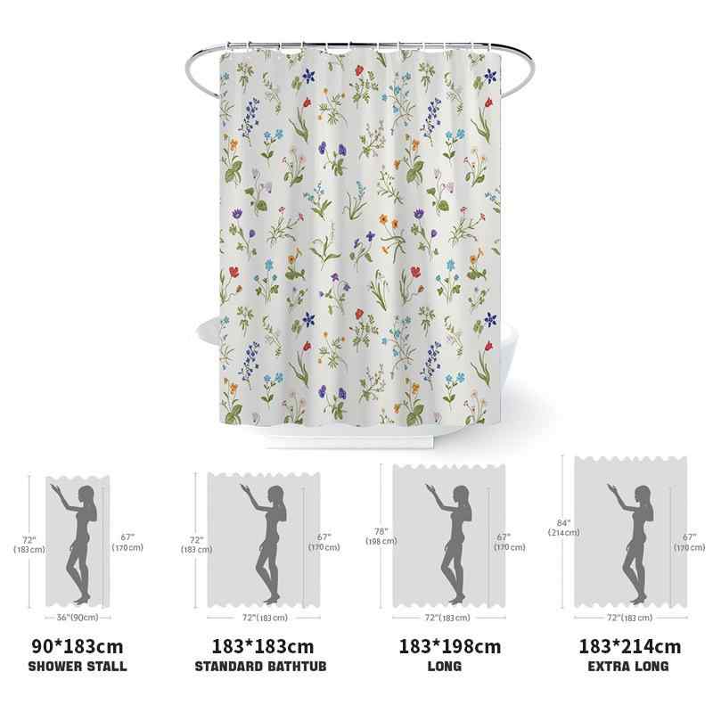 シャワーカーテン バスルーム 家庭用 ボタニカル柄 蔦植物 デジタル印刷 ポリエステルポンジー 防水 防カビ モダン シンプル バスマット 足拭きマット 3点セット