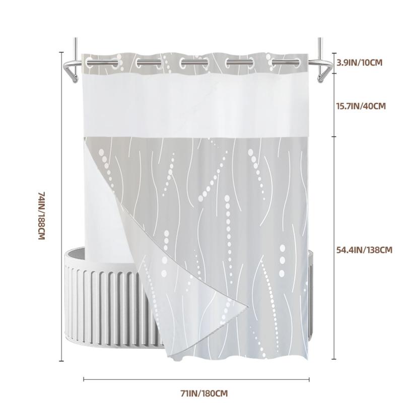 シャワーカーテン 二重構造 防水 撥水 厚手 厚地 不規則ストライプ デジタルプリント ポリエステル 浴室用 バスルーム ホテル用 モダン シンプル スタイリッシュ