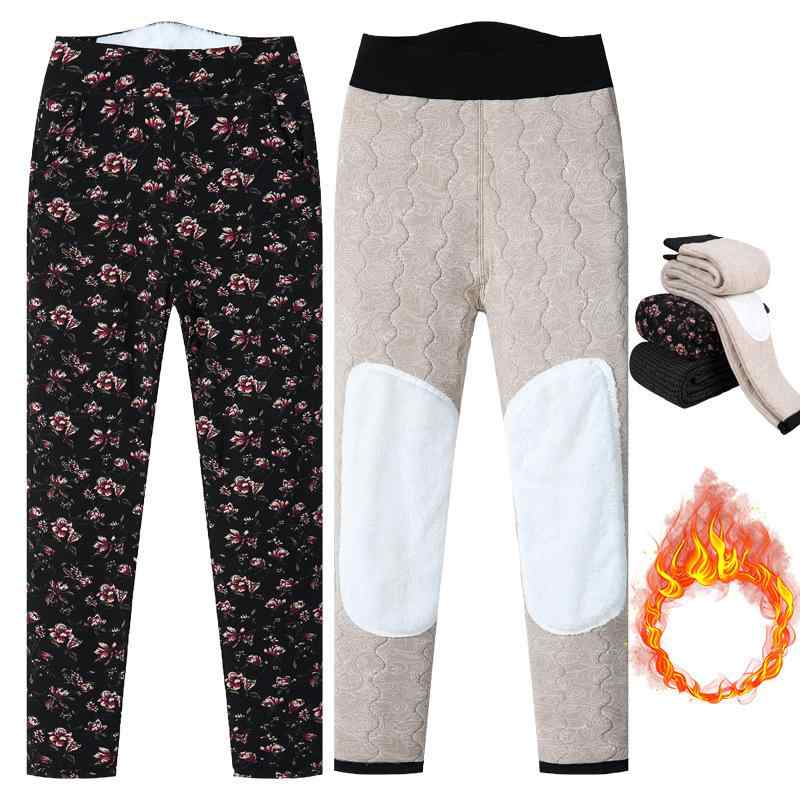 パンツ レディース 中高年 ママ ハイウエスト テーパード ロング丈 中綿 防寒 保温 あったか 腰膝サポート 外履き 厚手 ストレッチ ポリエステル レギンス シェイプアップ 通勤 秋冬