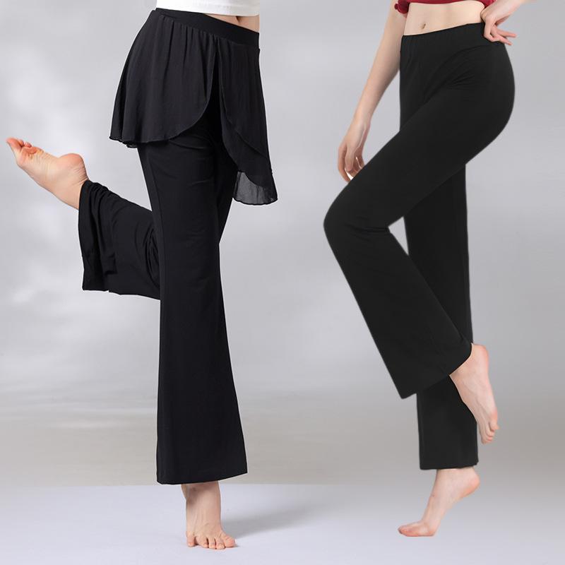 ダンスパンツ レディース ストレート セミフレア フレア スカートキュロット 再生繊維 練習着 稽古着 トレーニングウェア モダンチャイナ バレエ クラシックダンス ヨガ フィットネス