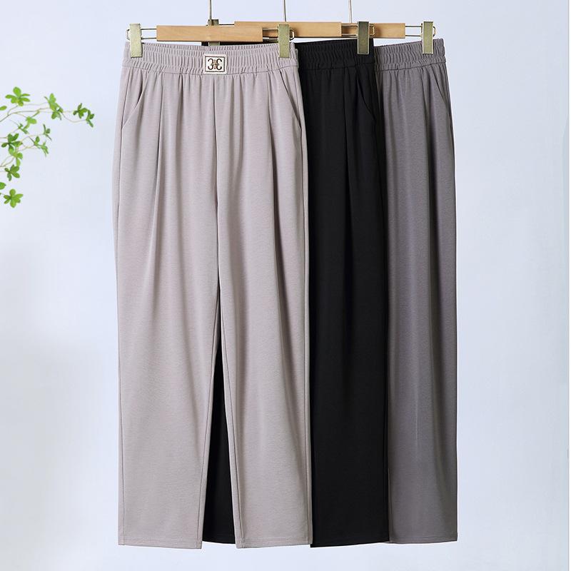パンツ レディース ミセス シニア 女性 中高年向け 夏 薄手 ロング丈 ストレートパンツ ハイウエスト ゆったり 楽ちん カジュアル リラックス 軽量 接触冷感 伸縮性 ポリエステル