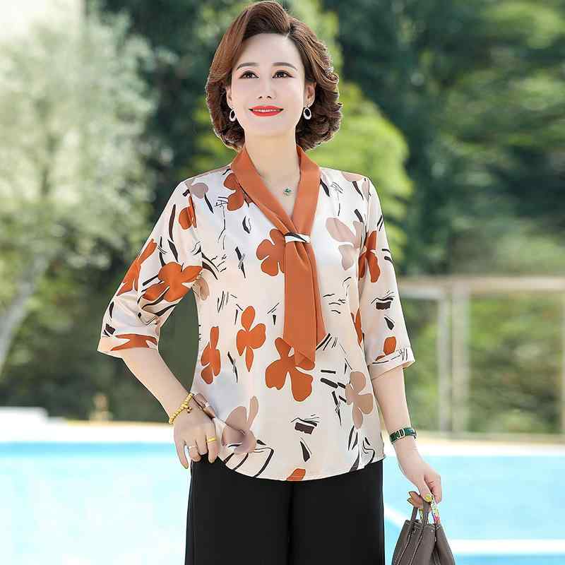 トップス レディース 中高年女性 40代 50代 ミセス 春夏 シフォン 薄手 ポリエステル ゆったり プルオーバー Tシャツ ブラウス カットソー インナー カジュアル