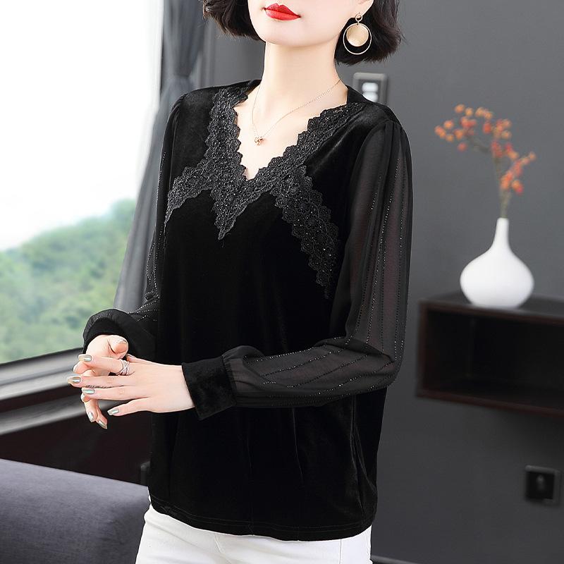 Tシャツ レディース ママ ミセス 春夏 長袖 Vネック 切り替え ゆったり 大きいサイズ 体型カバー トップス インナー カットソー 上品 エレガント 通勤 オフィス おしゃれ