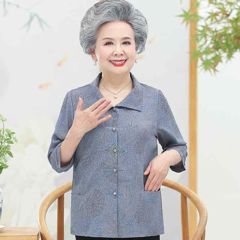 ブラウス レディース ミセス シニア向け 春夏 シャツ トップス ゆったり 体型カバー 薄手 シンプル ポリエステル素材 前開き エレガント 上品 大きいサイズ ブルー レッド 普段使い カジュアル