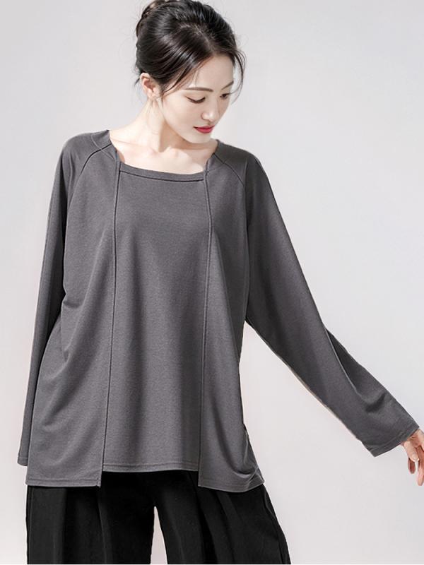 ダンスウェア 男女兼用 大人用 モダンストリート ジャズダンス 練習着 レッスン着 ヒップホップ 長袖 Tシャツ トップス 無地 ゆったり ルーズフィット カジュアル 吸湿速乾 伸縮性 再生繊維混紡