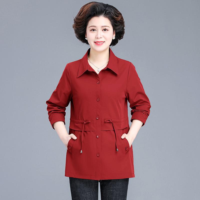 トレンチコート レディース ミセス エレガント 上品 細見え ミディ丈 長袖 無地 ポロ襟 ポリエステル 通勤 オフィス カジュアル 春夏 アウター