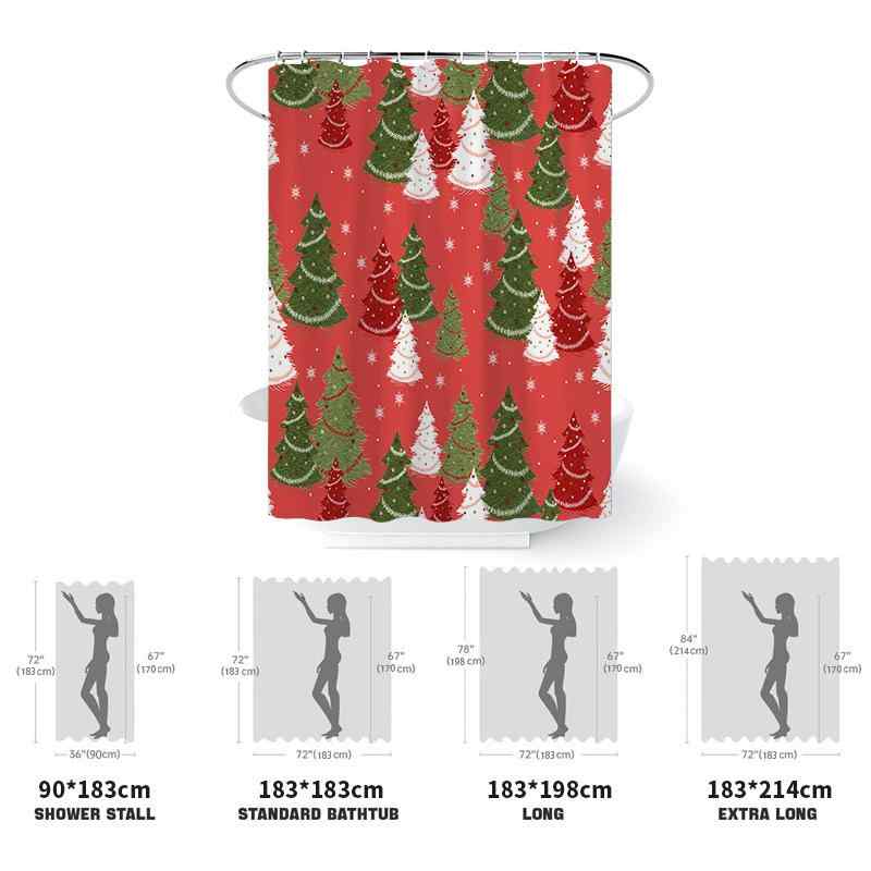 シャワーカーテン クリスマス デジタルプリント 防水 間仕切り ハトメ フック付き お風呂 浴室 バスルーム ポリエステル生地 撥水加工 防カビ 目隠し シンプル モダン おしゃれ 北欧風