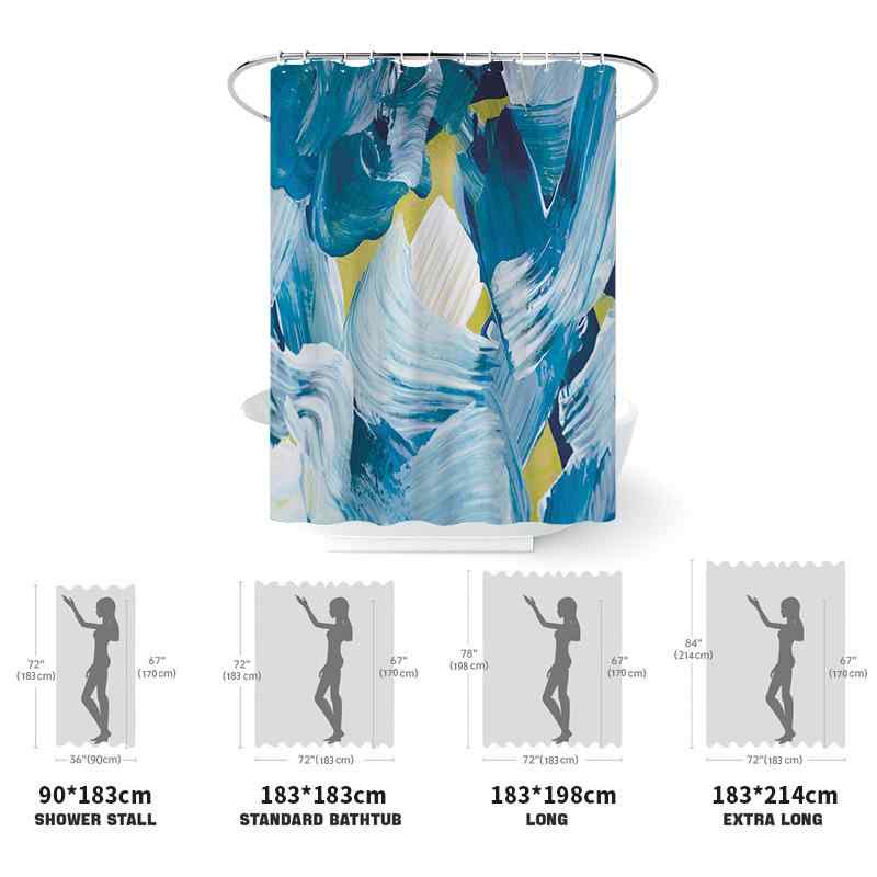 シャワーカーテン 防水 撥水 防カビ 厚手 墨絵風 幻想花柄 バスルーム 間仕切り 目隠し ポリエステル製 モダン シンプル