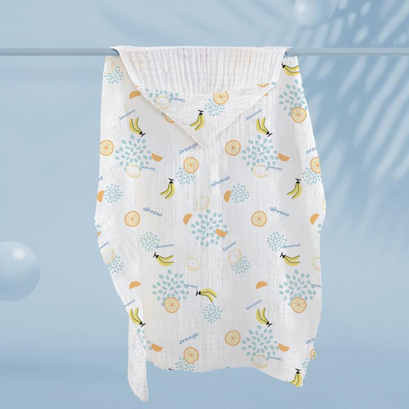 バスローブ ベビー キッズ フード付き ポンチョ 6重ガーゼ 綿 コットン 吸水速乾 お風呂上がり 新生児 赤ちゃん 子供 湯冷め防止 ふわふわ 大判 プリント柄 かわいい