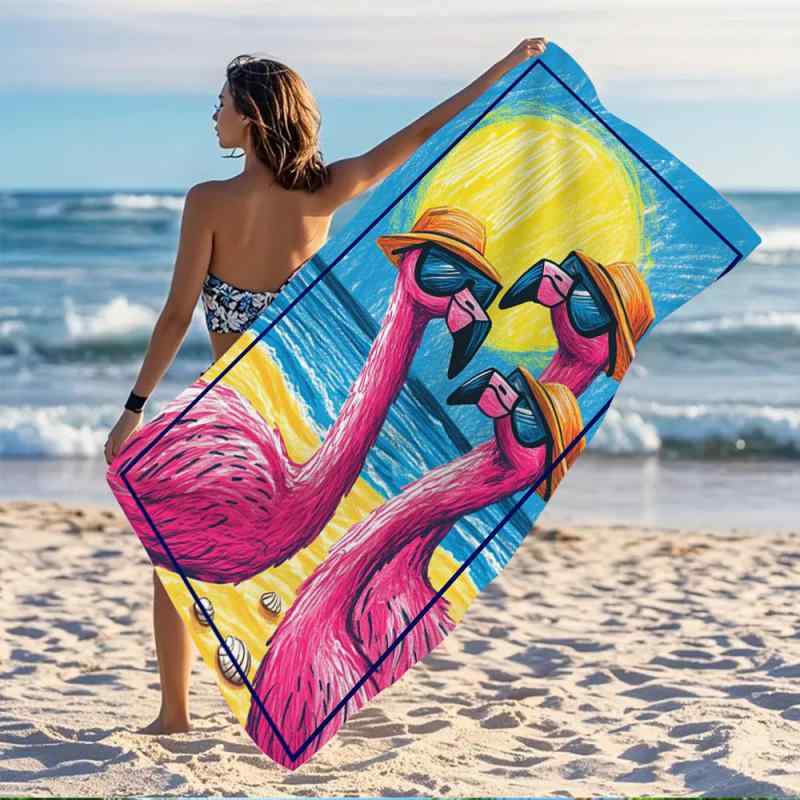 ビーチタオル 大判 マイクロファイバー ポリエステル 吸水速乾 砂落ち 両面起毛 海水浴 プール 旅行 ア..