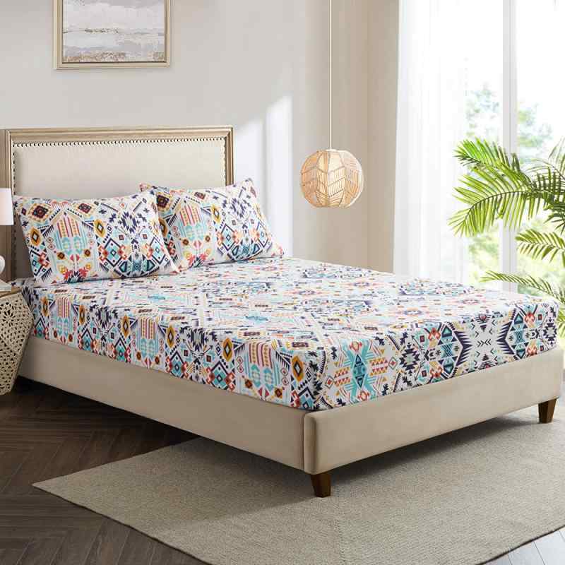 ベッドシーツ ボックスシーツ マンダラ 花柄 アート 3Dプリント ポリエステル ベッドカバー 寝具 インテリア アメリカンデザイン 活性..