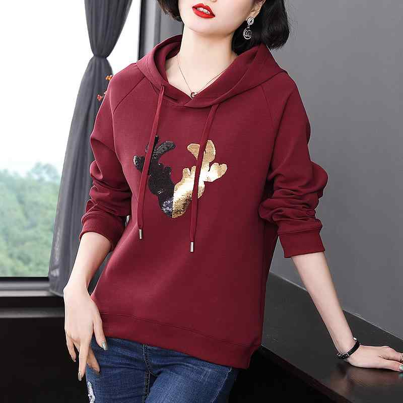 パーカー レディース 春秋 フード付き プルオーバー スウェット 薄手 綿 コットン ゆったり 大きいサイズ オーバーサイズ 長袖 ロゴプリント カジュアル きれいめ ママ ミセス 女性用 レッド