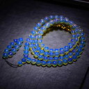 数珠 ドミニカ産 透明感 クリアブルーアンバー 密蝋琥珀 108玉 丸玉 ブレスレット 念珠 天然石 仏具 お守り パワーストーン アクセサリー 腕輪