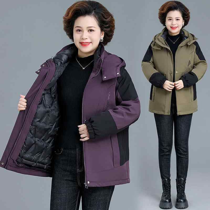中綿ジャケット レディース ミセス 中高齢 女性用 秋冬 厚手 防寒 ショート丈 フード付き 通勤 アウトドア マウンテンパーカー あったか おしゃれ