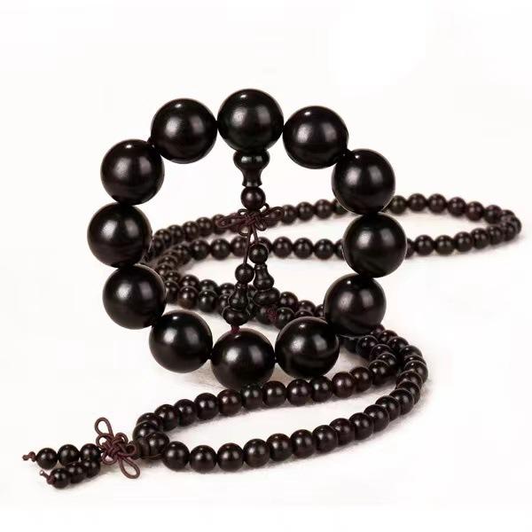ブレスレット 男女兼用 ペア カップル 黒檀 紫檀 天然木 20ミリ 大玉 数珠 念珠 仏教 厄除け お守り 手..