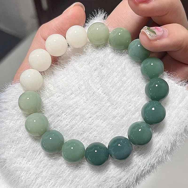 ブレスレット レディース 白玉菩提 菩提根 天然石 グラデーション 念珠 数珠 仏具 民族風 古風 和風 な..
