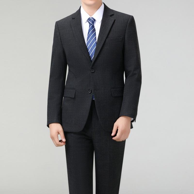 スーツ メンズ ミドルエイジ 厚手 ウール 羊毛 セットアップ ビジネス フォーマル カジュアル 普段使い 結婚式 新郎 礼服 セレモニー 高級感 秋冬 ダークグレー グレンチェック