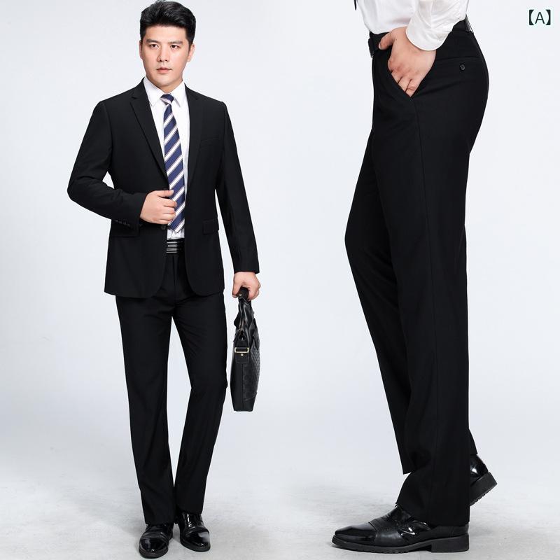 スーツ メンズ 男性用 オールシーズン 定番 レギュラーフィット ビジネス フォーマル 正装 通勤 オフィス 結婚式 披露宴 新郎 ブライダル ウール ポリエステル 黒 ブラック 紺 ネイビー グレー 灰色 セットアップ ジャケット スラックス