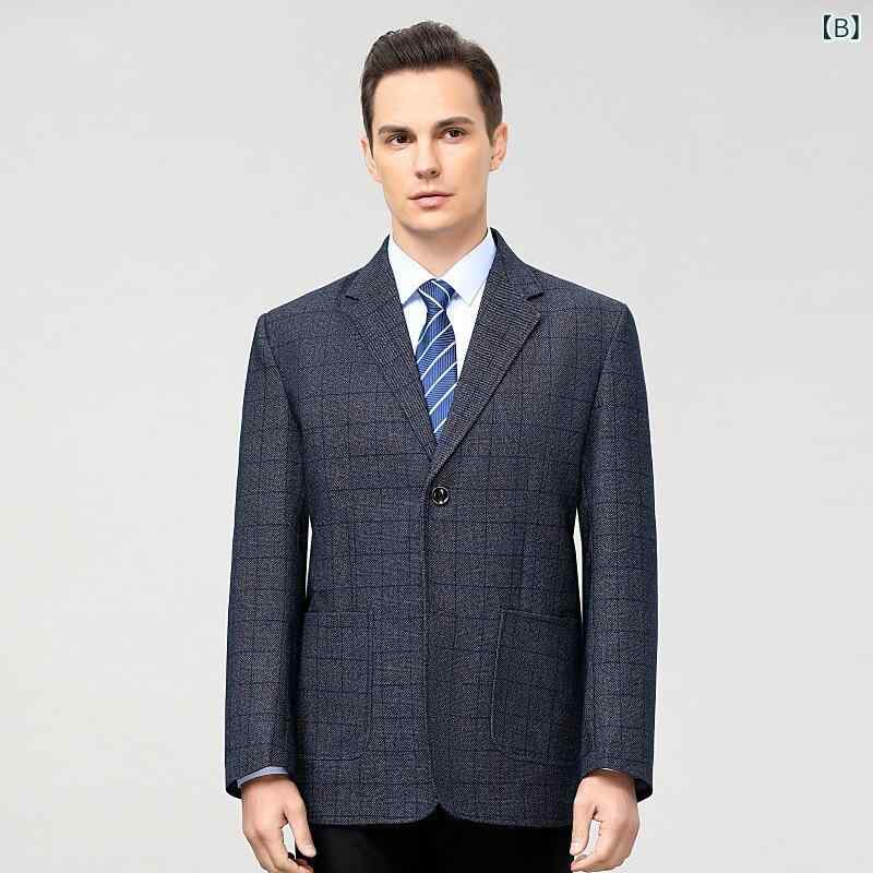 カジュアルジャケット メンズ 男性用 中高年 春秋 ビジネスカジュアル オフィス 普段使い ポコポコ素材 スリム テーラードカラー シワになりにくい 防水 洗濯機洗い可 シングルブレスト 無地 長袖 グレー ブルー ベージュ