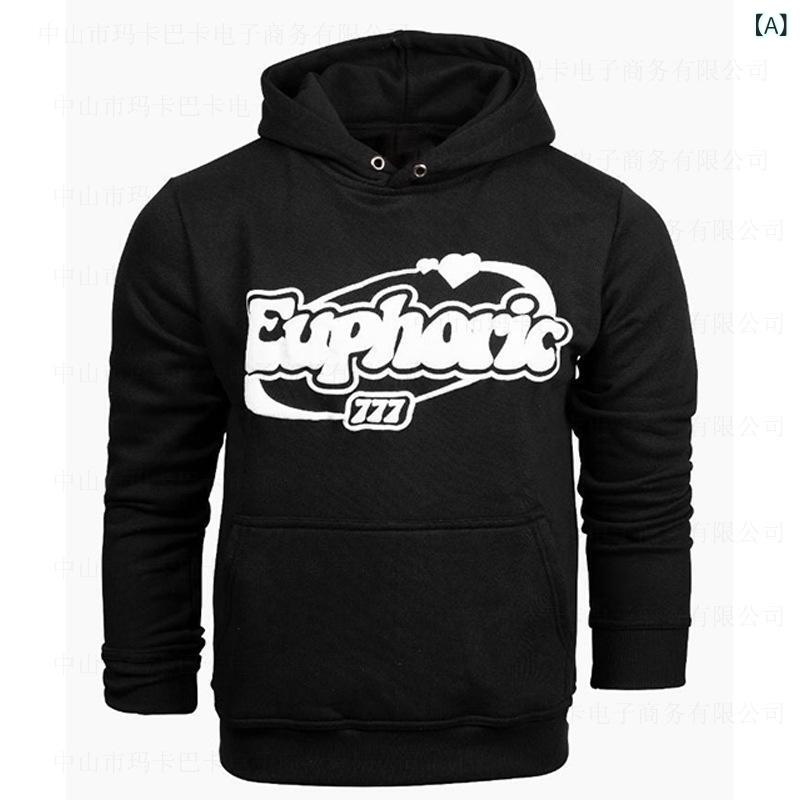 スウェット 男女兼用 秋冬 欧米風 ストリートカジュアル プルオーバーパーカー 発泡プリント 英字ロゴ ..