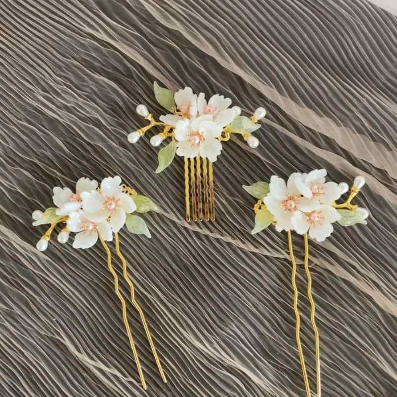 髪飾り キッズ 漢服 古風 宮廷風 かんざし ヘアクリップ フルセット 花柄 揺れる バッククリップ 合金製 和装小物 レトロ 華やか ヘアピン 浴衣 七五三 成人式 イベント