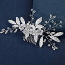 ヘアアクセサリー レディース ブライダル ウェディング 手作り ハンドメイド 欧米風 ヘアコーム 髪飾り パール パール クリスタル 水晶 ホワイトクリスタル ラインストーン フラワー 花モチーフ シルバーカラー(x3)(4)
