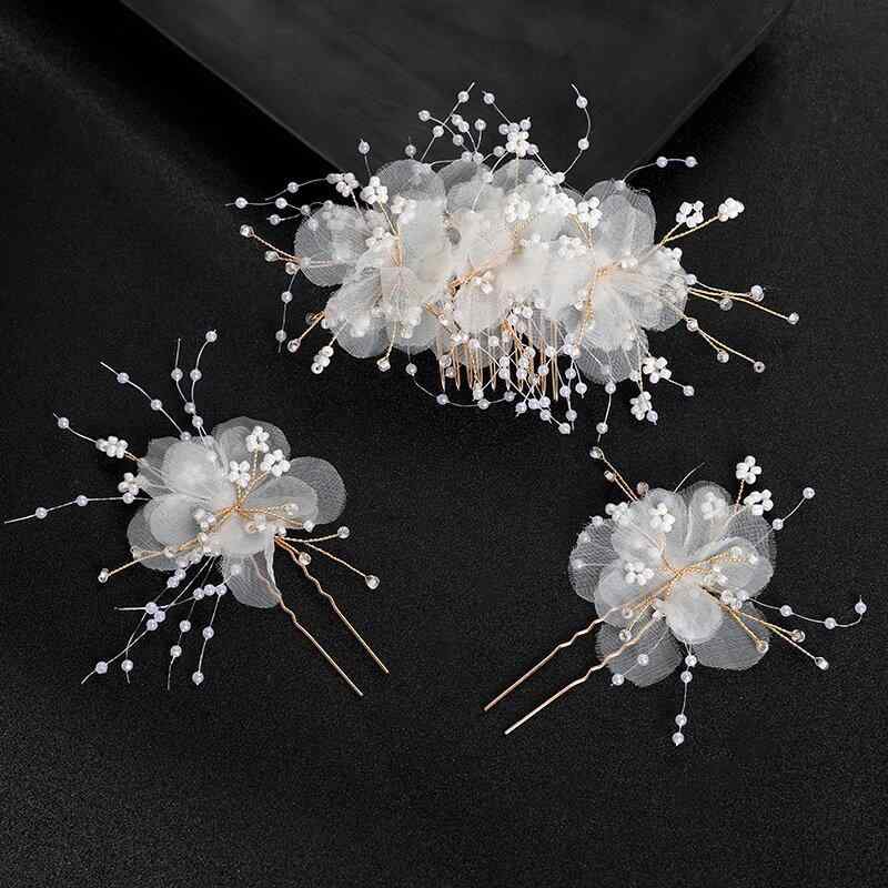 ヘッドドレス レディース ブライダル 花嫁 結婚式 髪飾り ヘアアクセサリー パール パール フラワー 花..