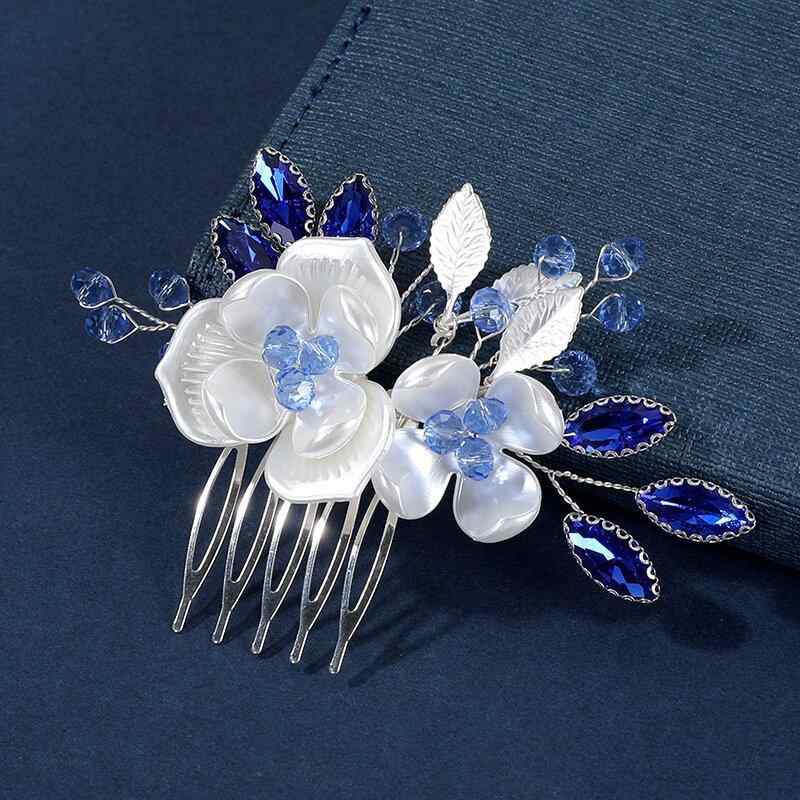 髪飾り レディース ウェディング 花嫁 ハンドメイド 合金 パール ラインストーン フラワー ヘアコーム シルバー 上品 華やか 結婚式 披露宴 前撮り ヘッドドレス(x3)