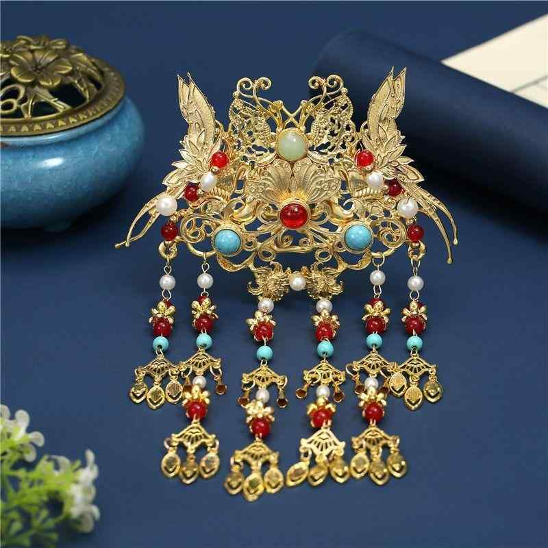 ヘアアクセサリー キッズ 鳳闕 タッセル クラシック オリジナル 漢服 髪飾り 花嫁 ブライダル 結婚式 ..