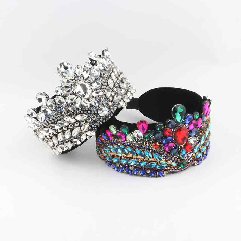 ヘッドドレス レディース 欧米スタイル バロック レトロ アンティーク調 クラウン 王冠 カラフル ラインストーン 華やか パーティー 髪飾り