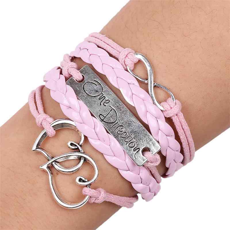 ブレスレット レディース 女性用 レザー 革 ハンドメイド 手編み ダブルハート ハートモチーフ 欧米風 ..